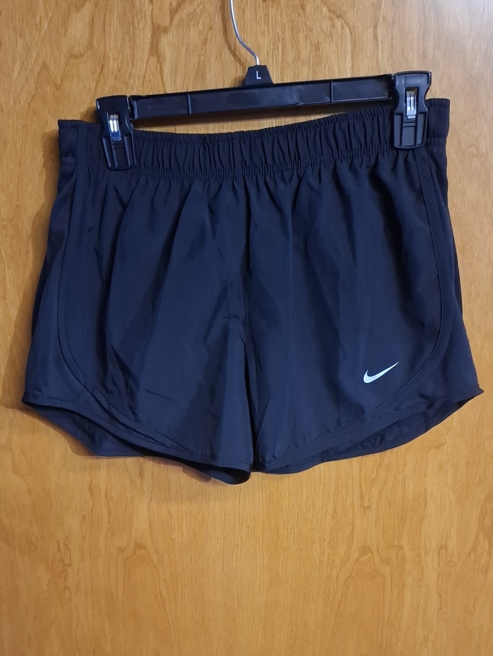 Nike Women’s Black Athletic Shorts with White Swoosh